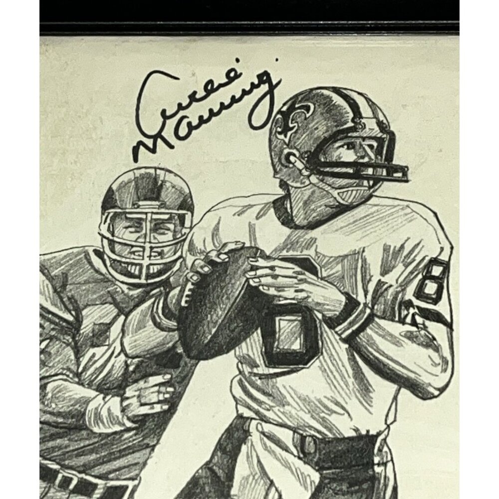 Vtg 1981 Archie Manning Autographed New Orleans Saints Framed Sharpie Signed